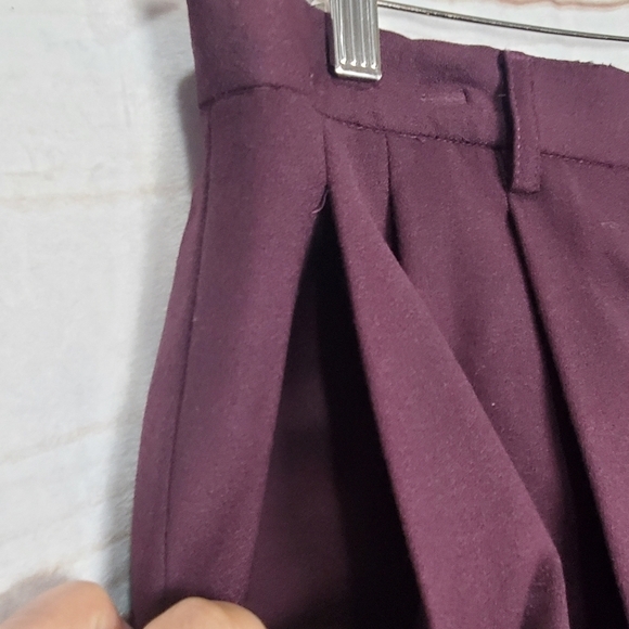 Vintage 90s Purple Wool Super High Rise Pleated  Trouser Casual Pants Size 12 - Picture 5 of 12